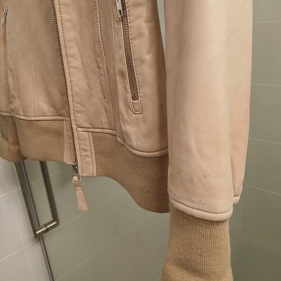 Mackage Cream Leather Jacket Woman - Picture 13 of 15